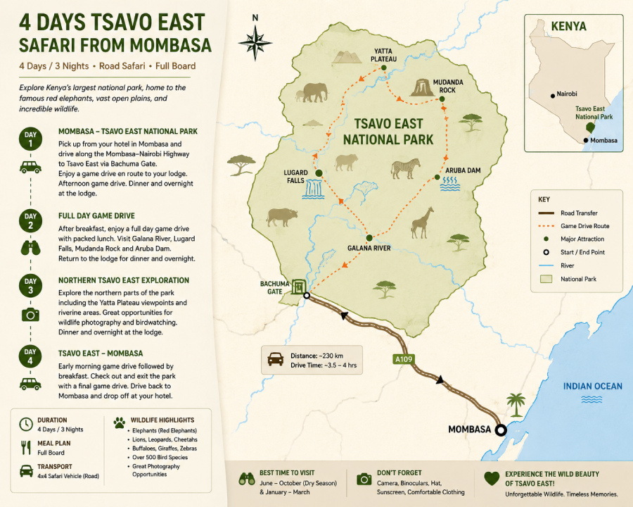 4 Days Tsavo East Safari from Mombasa